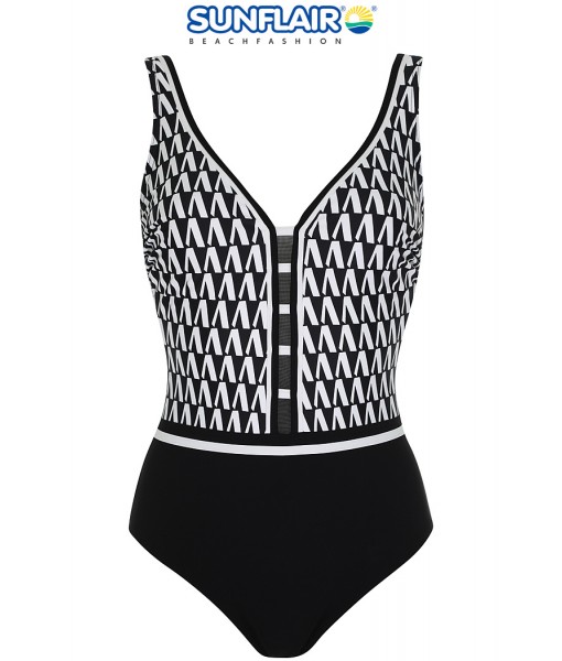 Black and white patterned one-piece-Sunflair